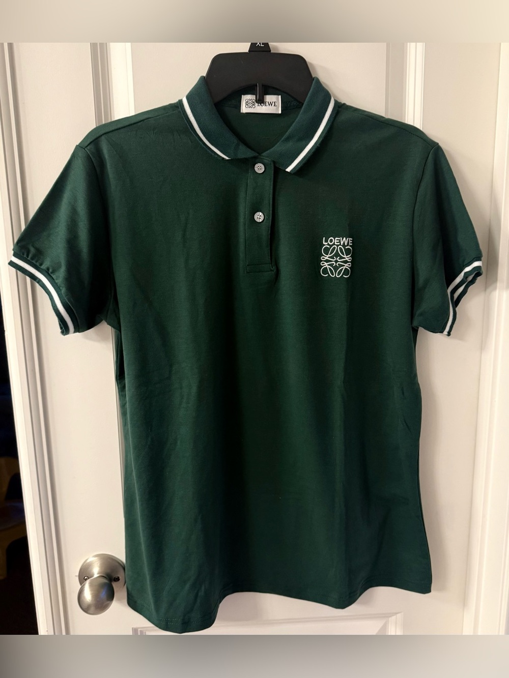 Loewe Forest Green Polo with White Trim & Jogger pant coord